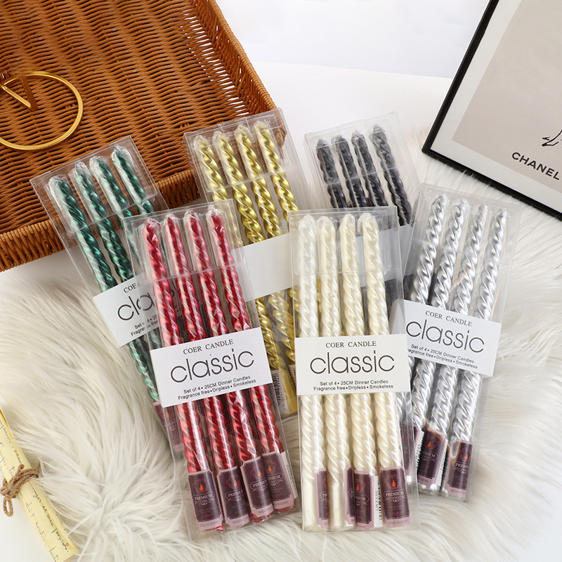 Holiday Candle Set - Bougies de chandelier filetées colorées à