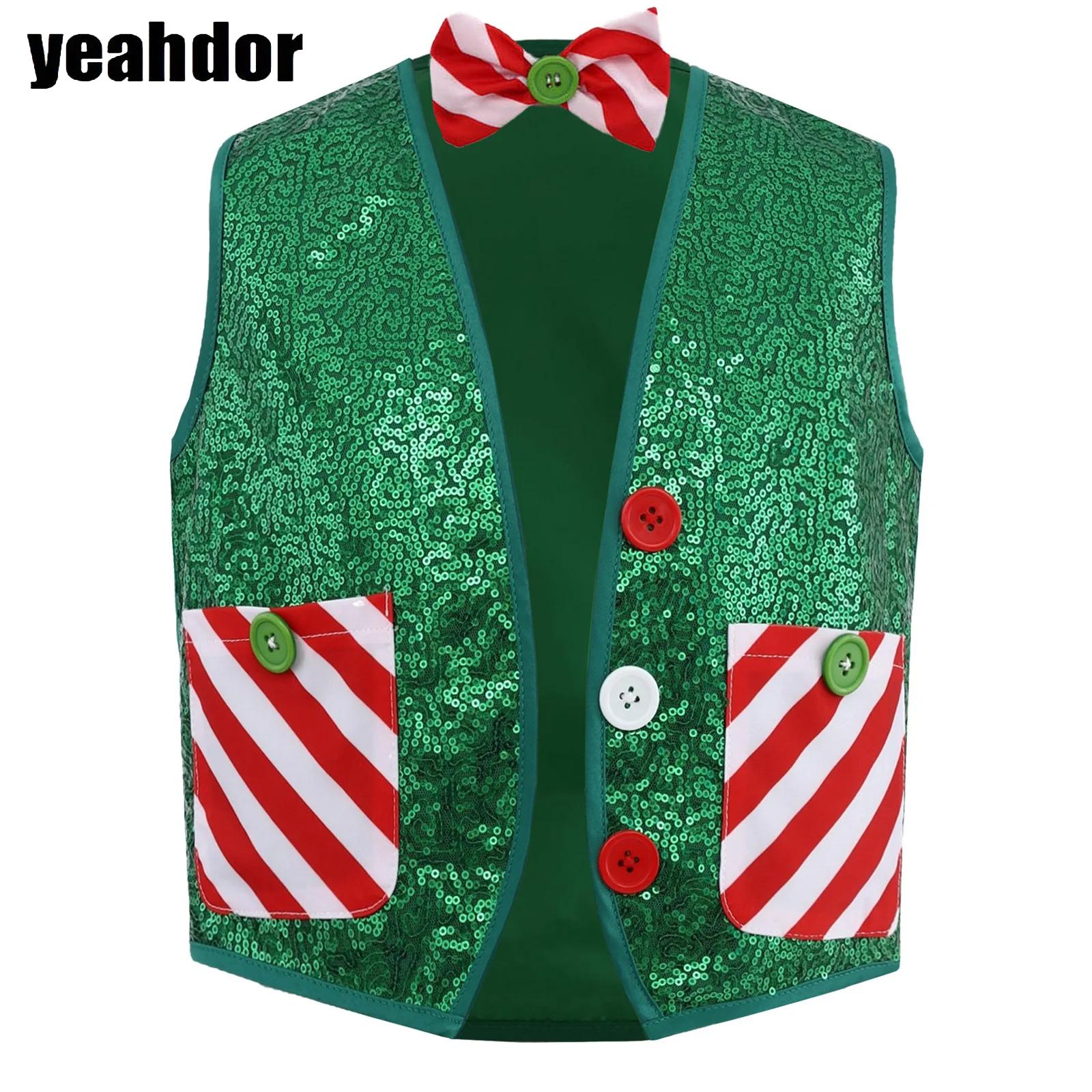 Elf Costume Christmas - Gilet de noël à paillettes pour
