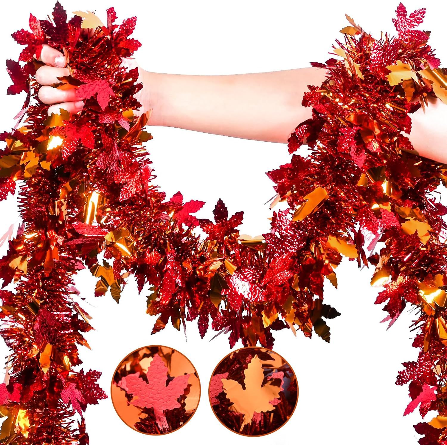 Tinsel Garland Decoration - Guirlande de lampions d'automne pour Thanksgiving,