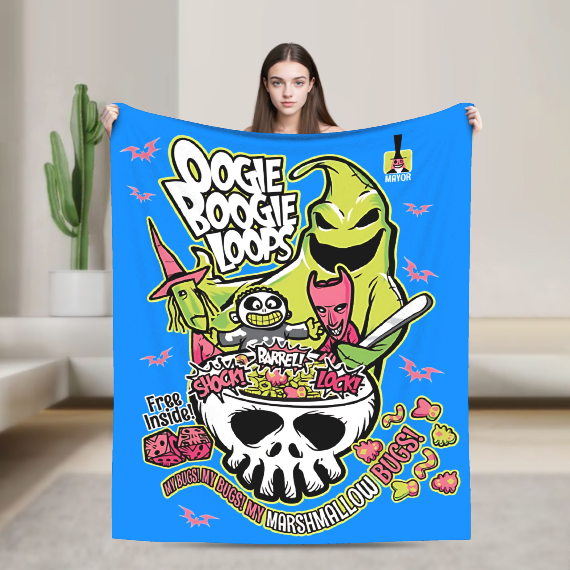 Christmas Throw Blanket - Oogie Boogie Loops Halloween Le Cauchemar