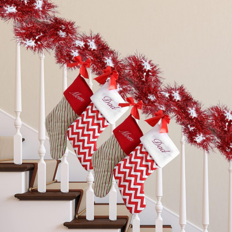 Guirlande rouge flocon de neig - Tinsel Garland Decoration avis et prix